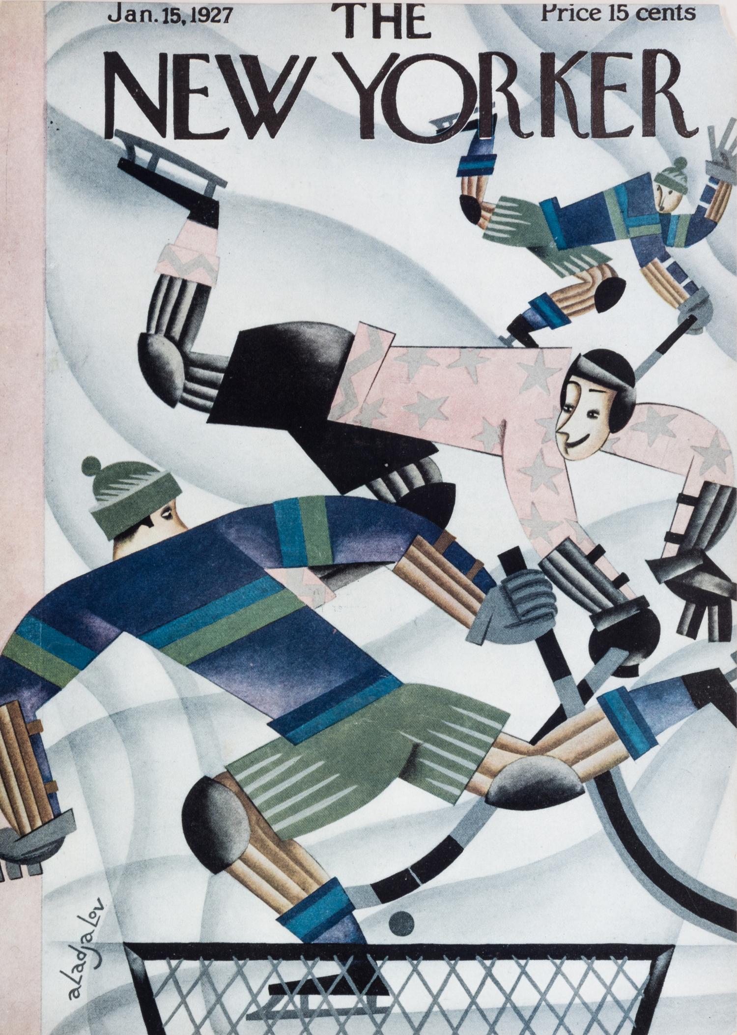 THE NEW YORKER. Five hockey-themed covers of The New Yorker, 1959-2003. Framed.