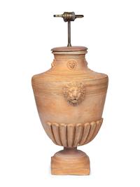 A Terra Cotta Baluster-Form Urn Mounted as a Lamp