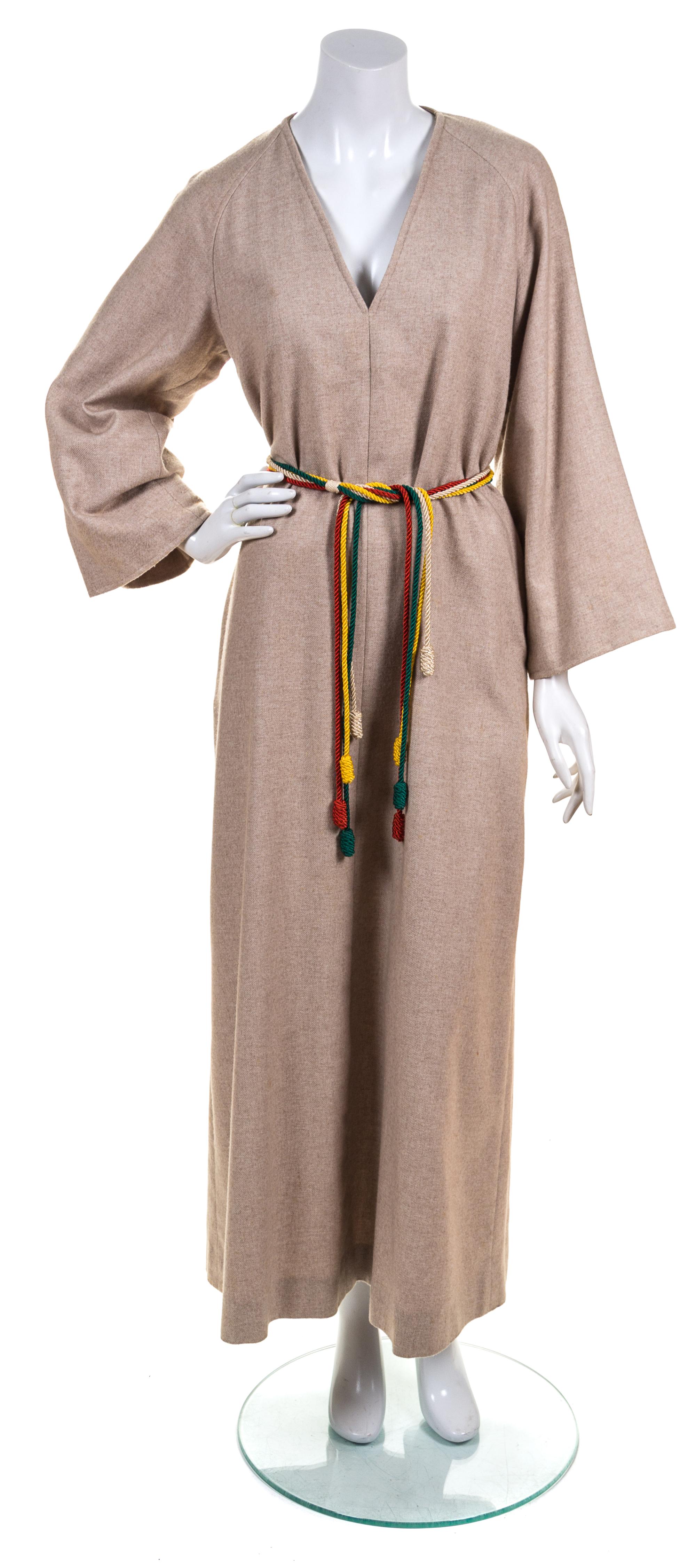 A Halston Taupe Wool Kaftan,