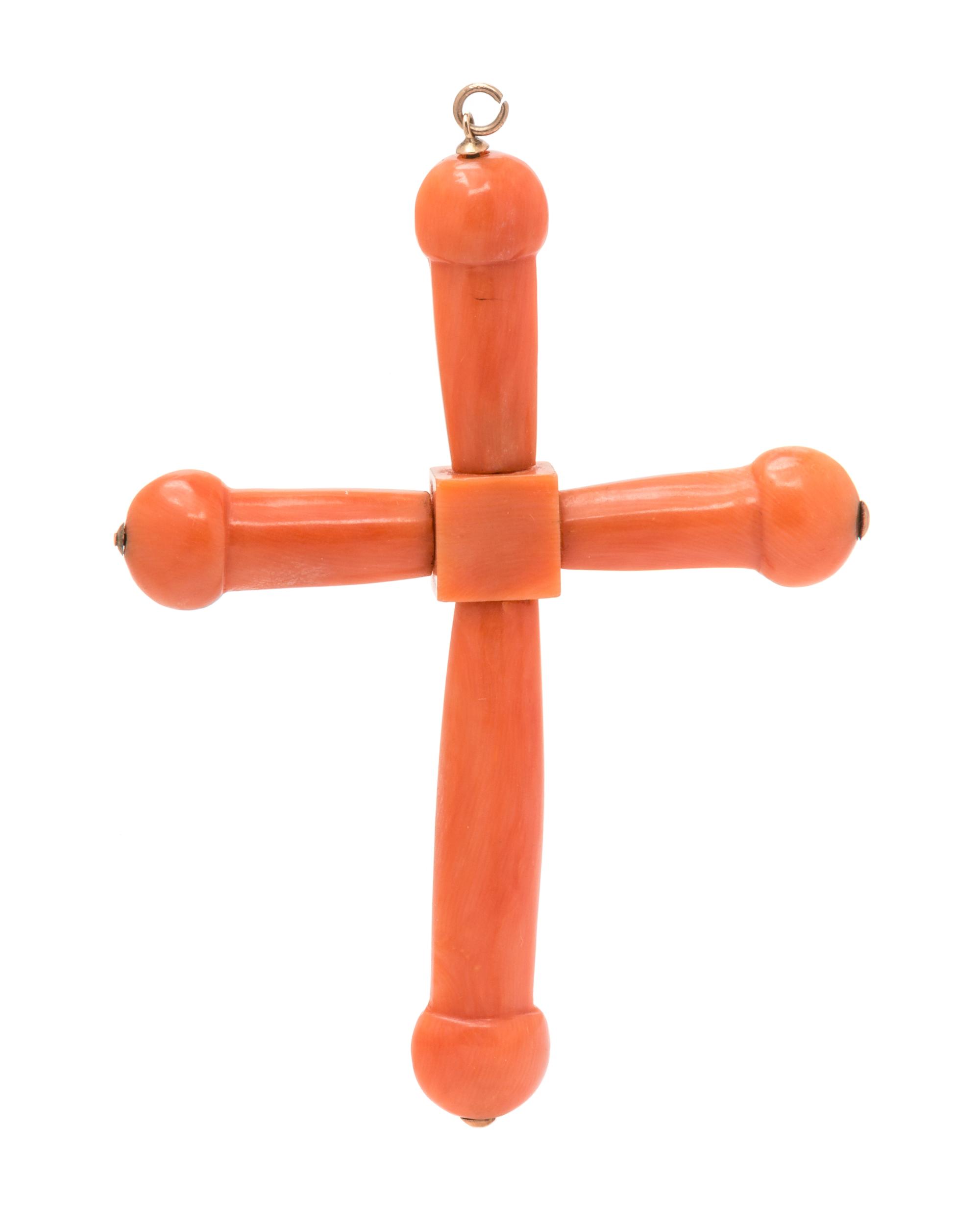 A Victorian Coral Cross Pendant, 11.60 dwts.