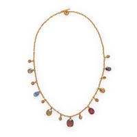 Multigem, Brown Diamond, and Yellow Gold Necklace