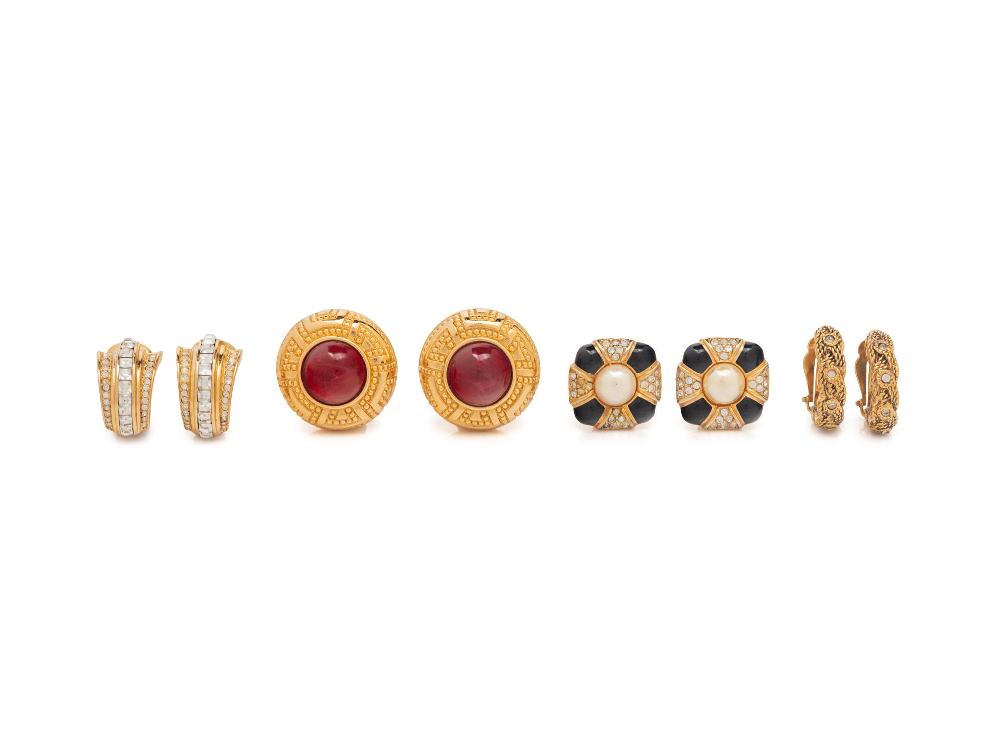 Four Pairs of Ear Clips by Chanel and Christian Dior