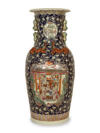 A Pair of Chinese Famille Noir Porcelain Floor Vases