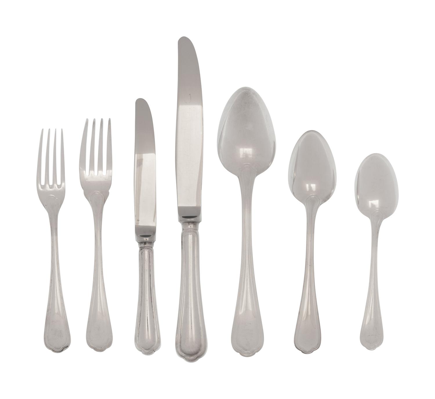 A Christofle Spatours Silver-Plate Flatware Service