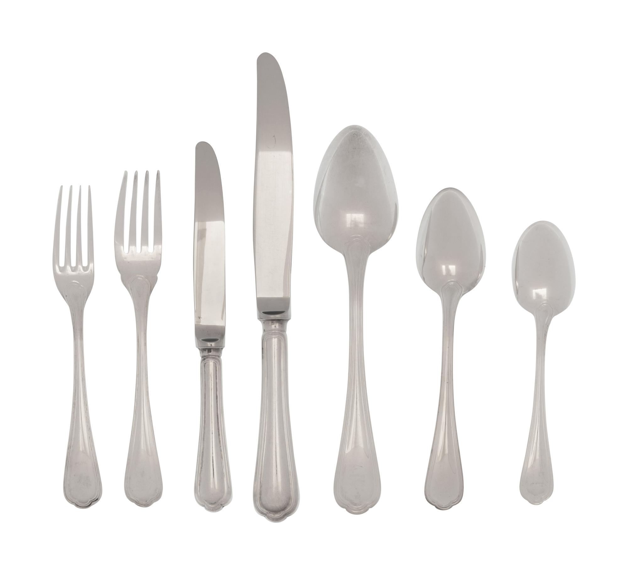 A Christofle Spatours Silver-Plate Flatware Service