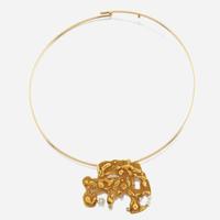 A gold and diamond pendant/brooch and choker