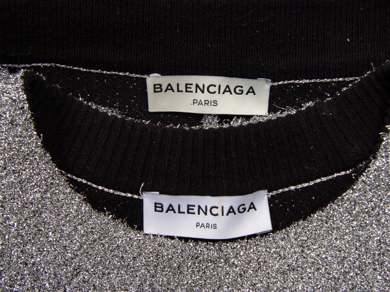 BALENCIAGA, GLITTERY SILVER KNIT ENSEMBLE