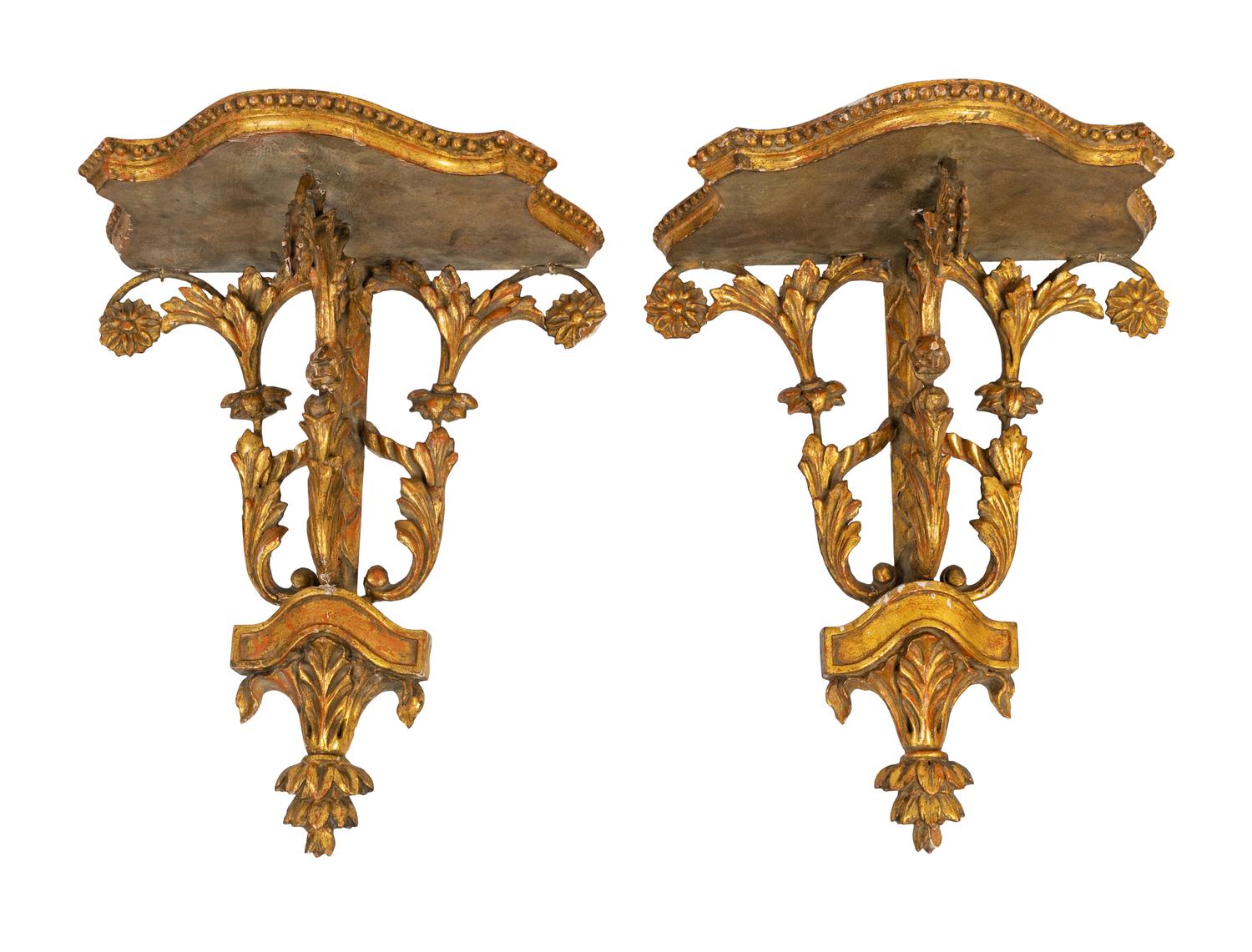 A Pair of George III Style Giltwood Brackets — 20TH CENTURY