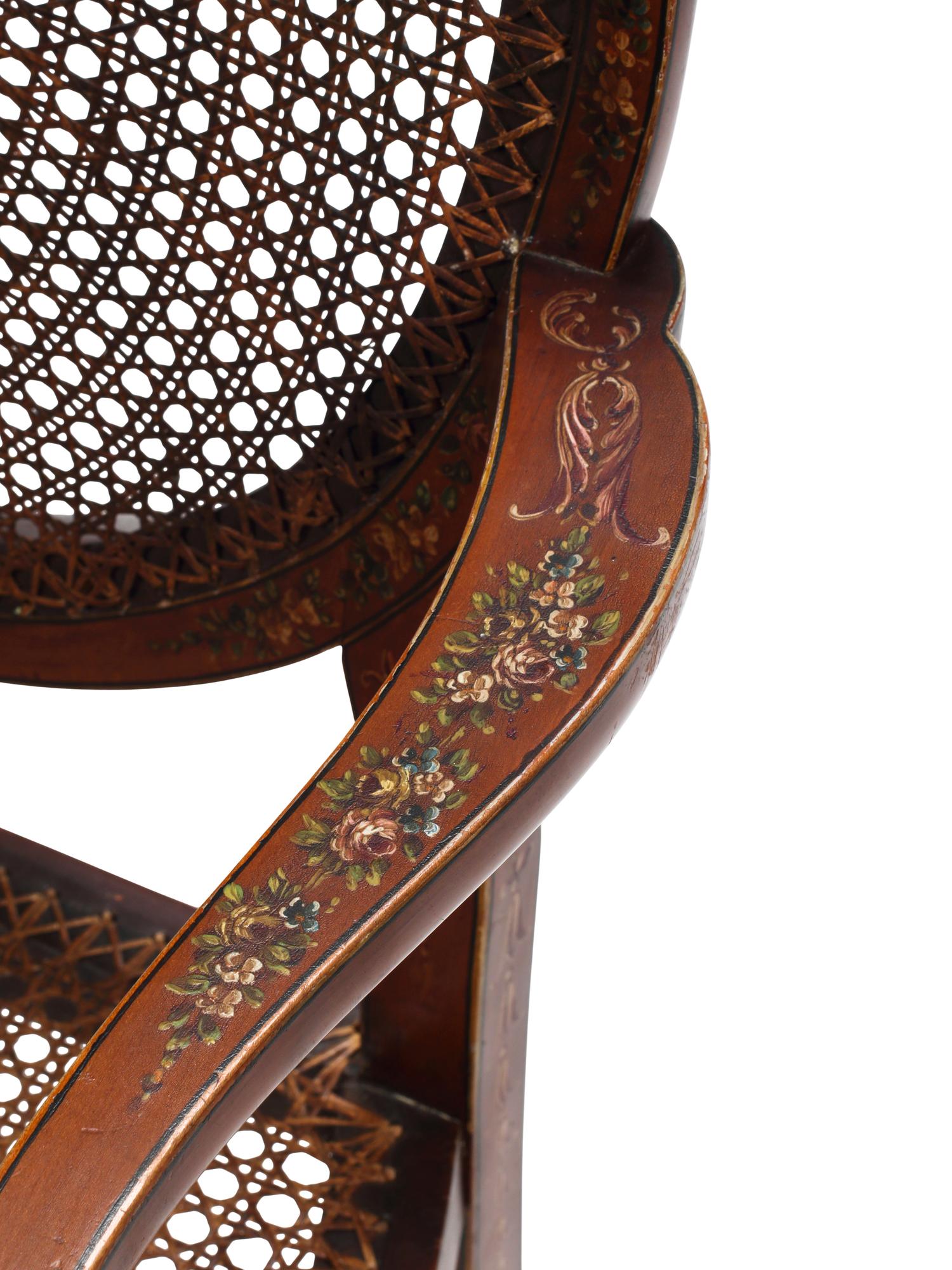 An Edwardian Painted Satinwood Settee