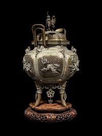 A Fine and Large Brass Covered Incense Burner