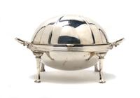 An English Silverplate Covered Serving Dish, Frank Cobb & Co., Width over handles 14 1/2 inches.