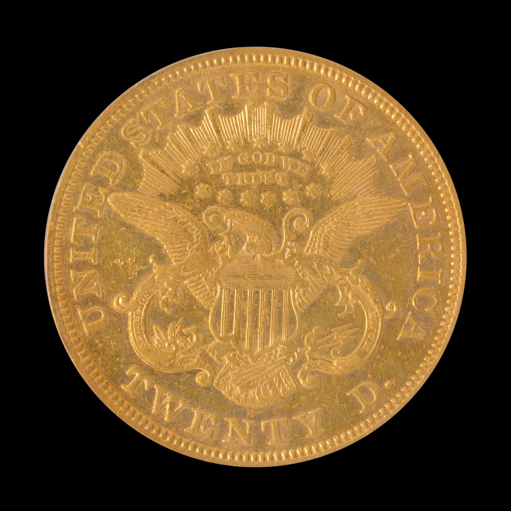 A United States 1869-S Liberty Head $20 Gold Coin