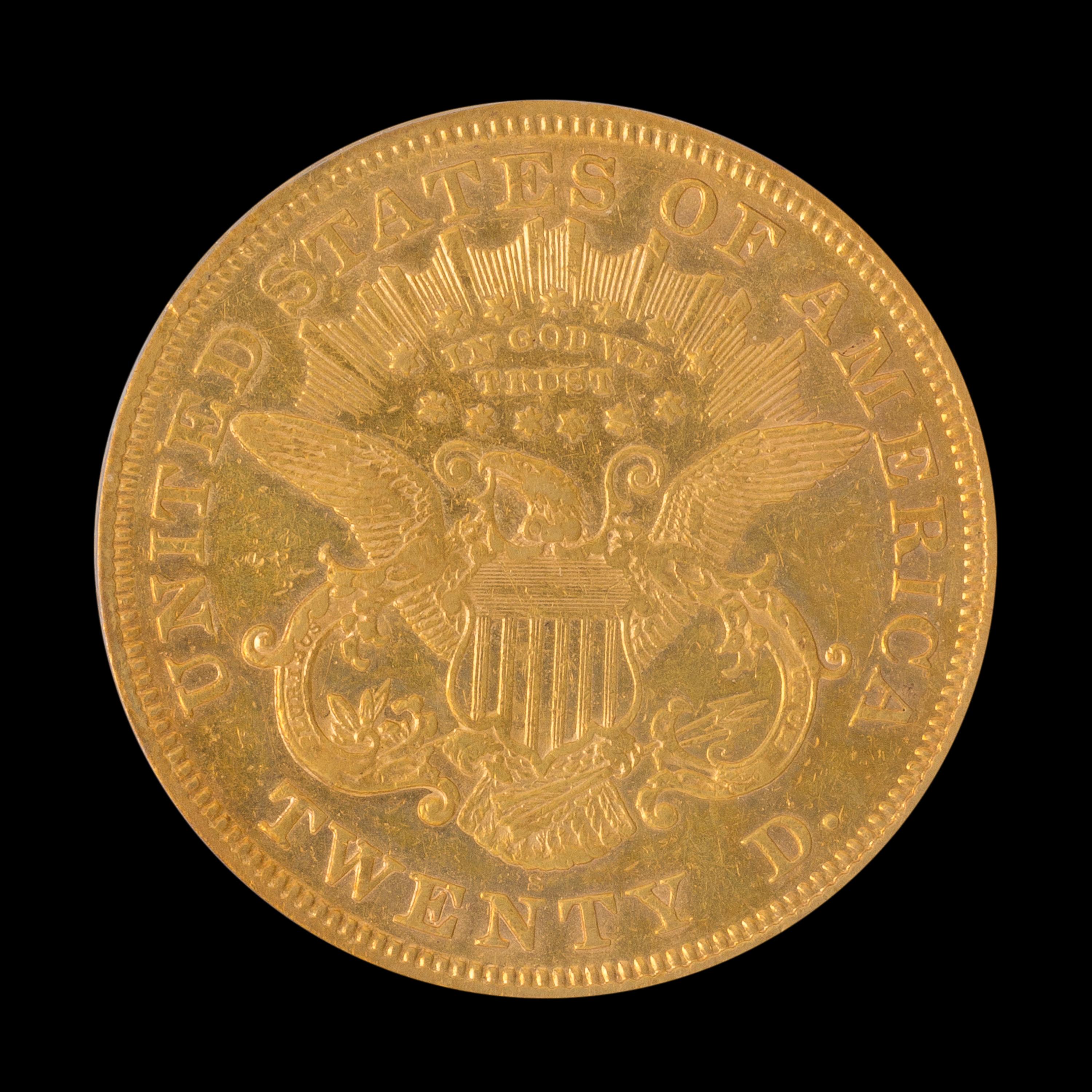 A United States 1869-S Liberty Head $20 Gold Coin