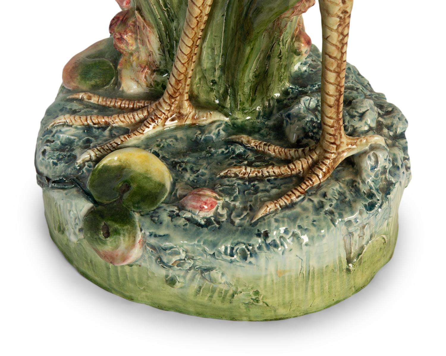 A Continental Majolica Pelican Umbrella Stand in the Manner of Joseph Holdcroft — 19th Century