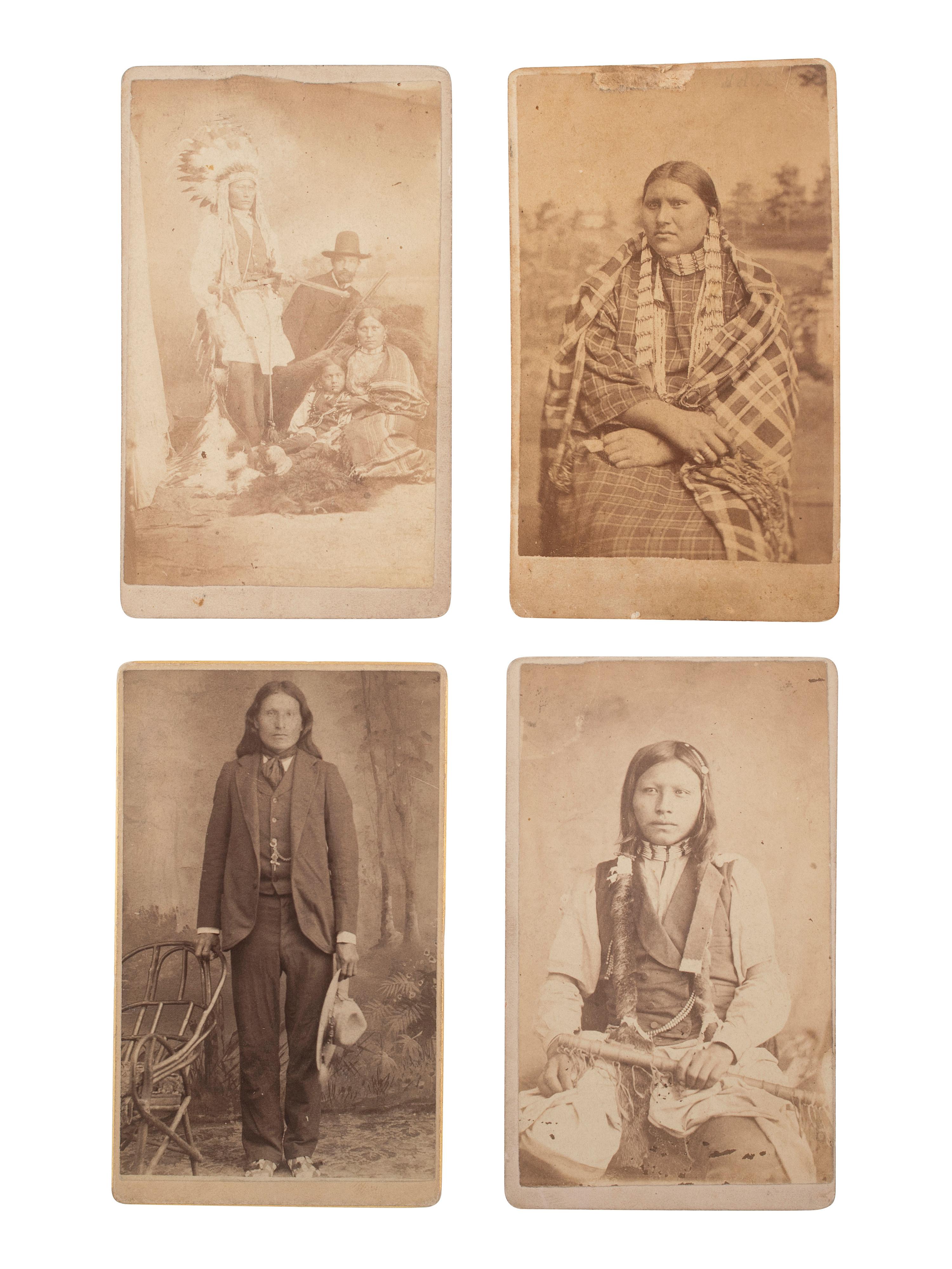 [NATIVE AMERICANS]. 4 CDVs, incl. Sioux and Cheyenne subjects.