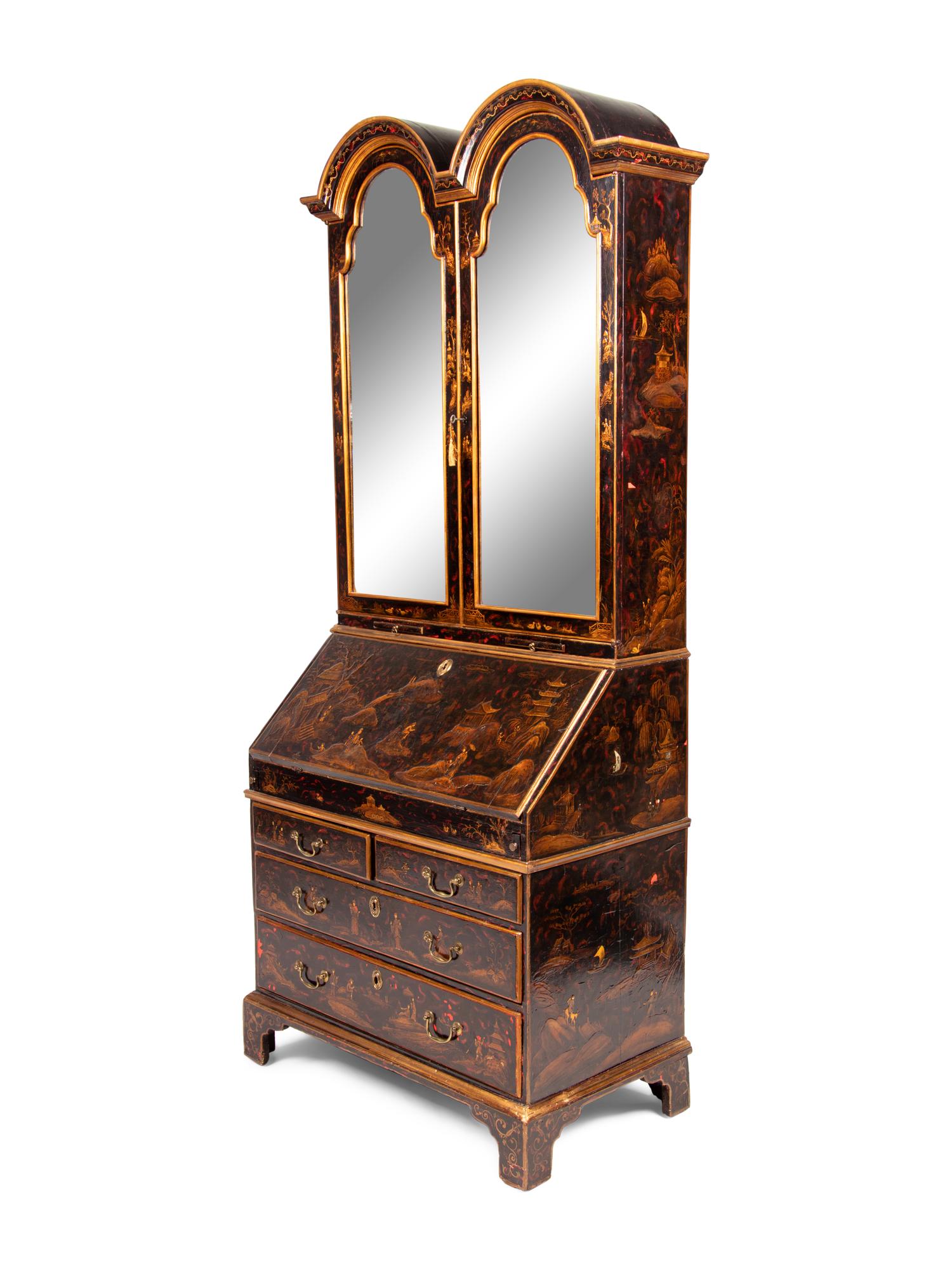 A George III Lacquered and Japanned Secretary