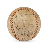 A 1934 New York Yankees Team Signed Autograph Baseball Featuring Babe Ruth and Lou Gehrig (PSA and Beckett Authentication Services Letters of Authenticity)