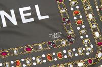 A Chanel Green Silk Scarf, 34" x 34".