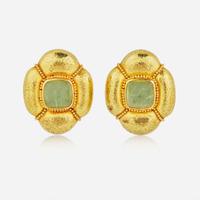 A Pair of 18K Yellow Gold and Gemstone Ear Clips by Ilias Lalounis