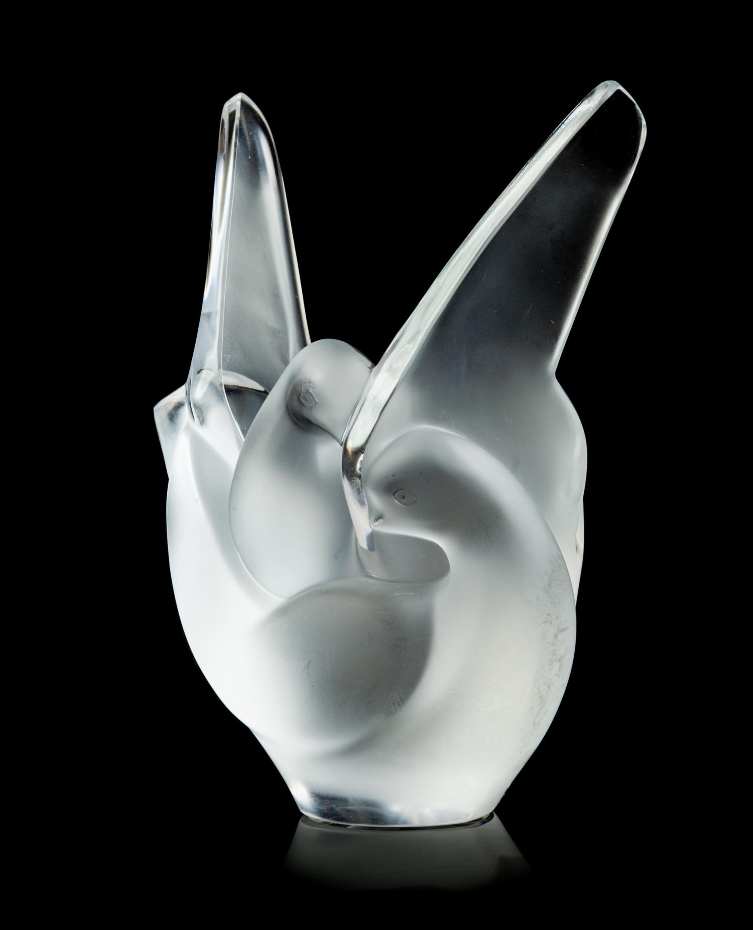 A Lalique Molded and Frosted Glass Vase