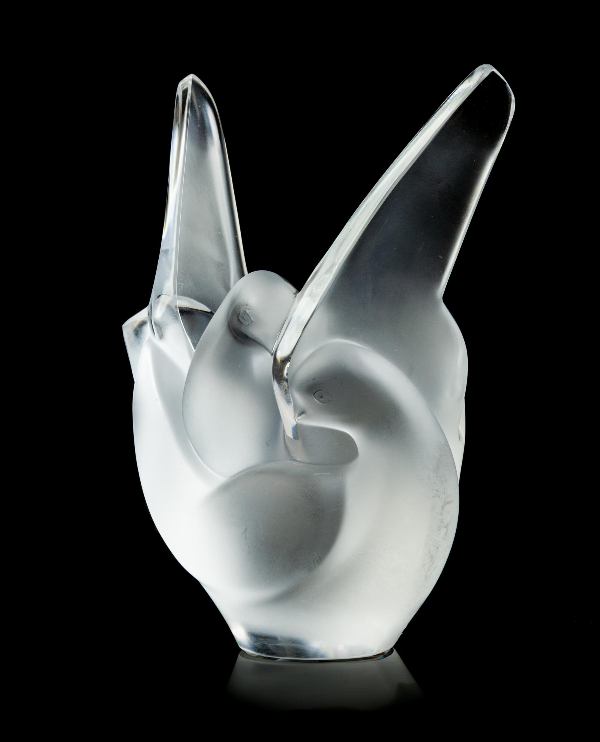 A Lalique Molded and Frosted Glass Vase