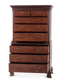 A George III Chinese Chippendale Walnut Chest-on-Chest