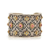 KONSTANTINO, SILVER, YELLOW GOLD, AND MULTI GEM CUFF BRACELET