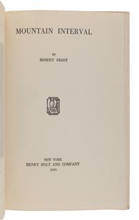 FROST, Robert (1874-1963). Mountain Interval. New York: Henry Holt and Company, 1924.