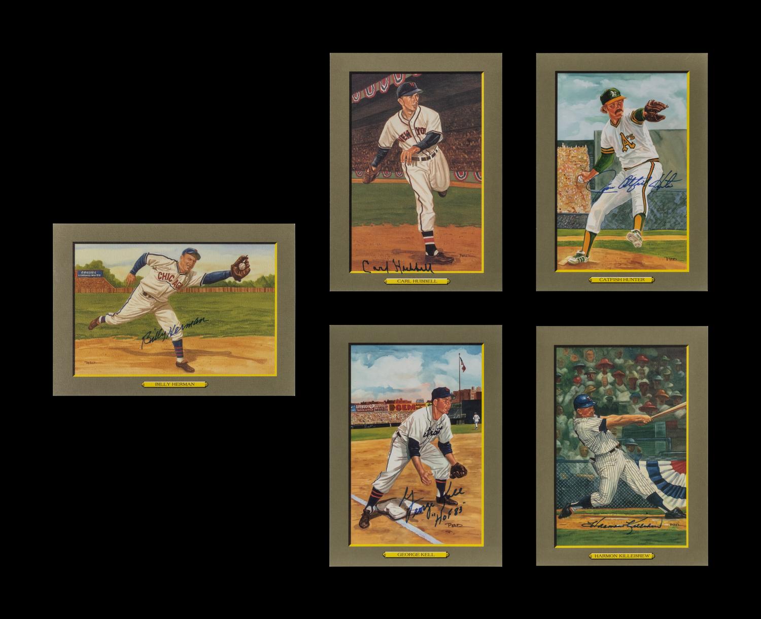 A Collection of Perez-Steele Signed Autograph Hall of Fame Great Moments Cards