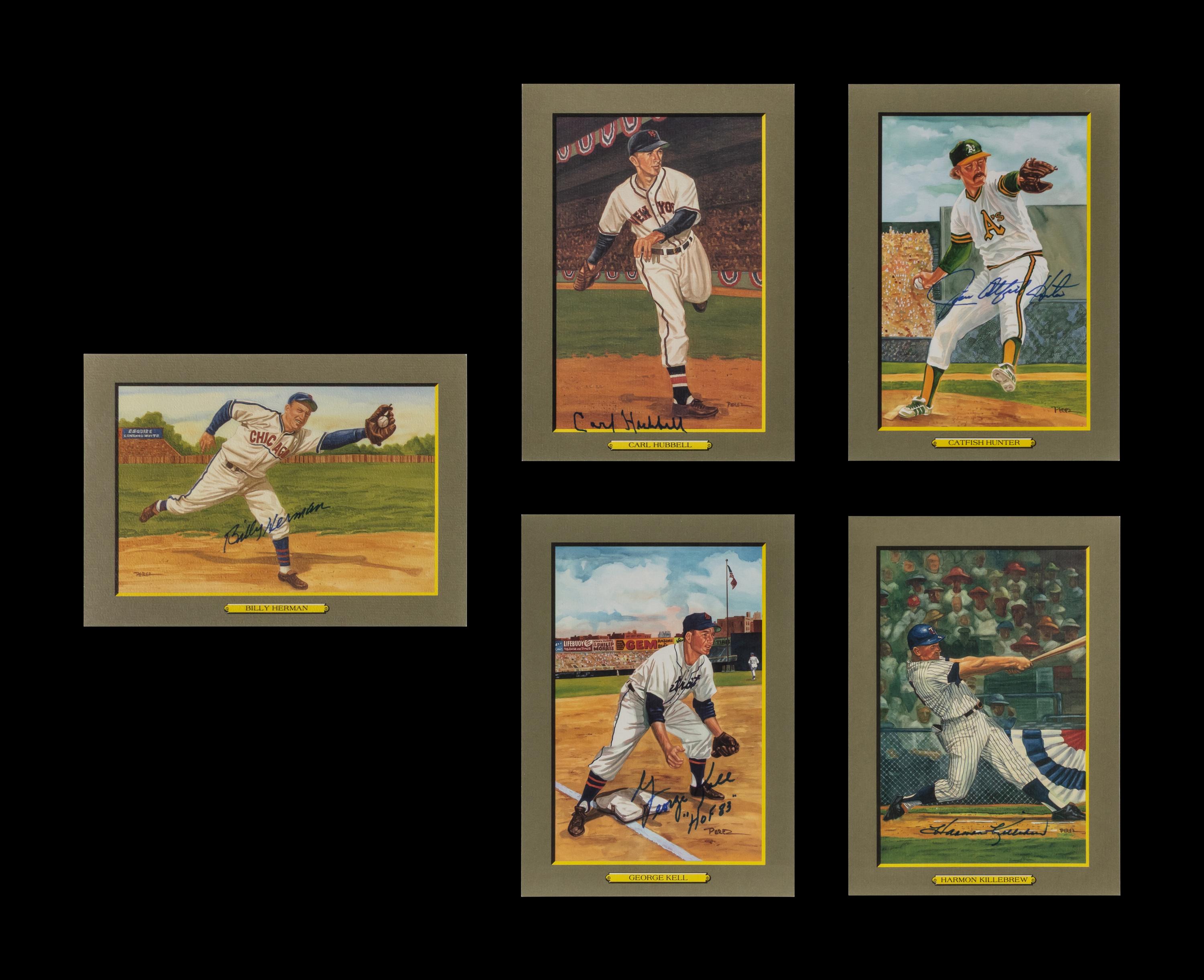 A Collection of Perez-Steele Signed Autograph Hall of Fame Great Moments Cards