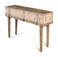 A Pair of Continental Trompe l'Oeil-Carved and Painted Console Tables
