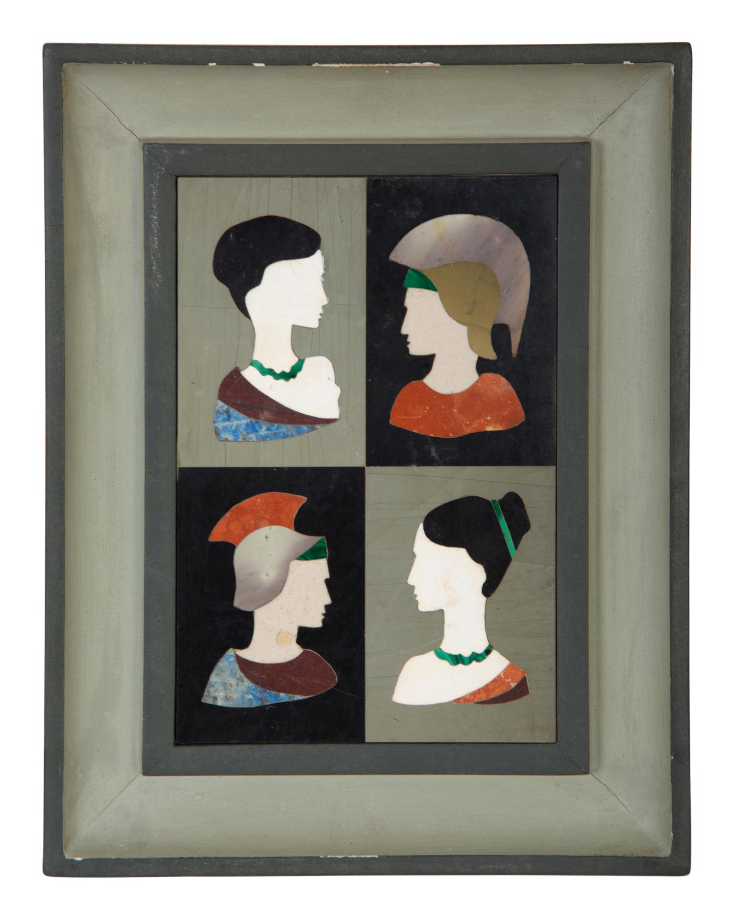 Three Italian Modernist Pietra Dura Pictorial Plaques