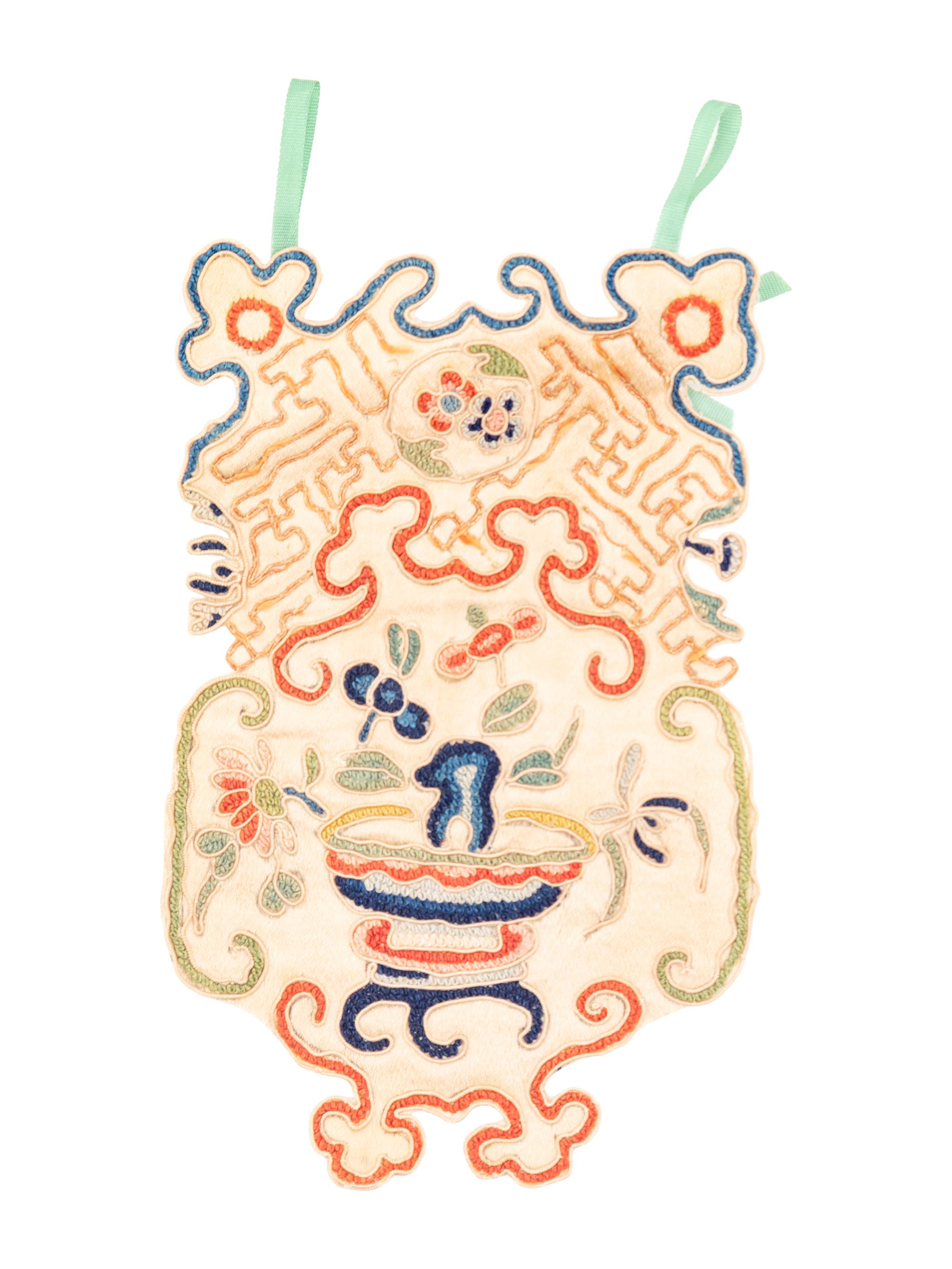 Three Chinese Silk Embroidered Articles