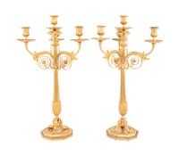 A Pair of George III Gilt Bronze Four-Light Candelabra