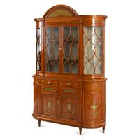 A Fine Edwardian Satinwood and Polychrome Painted Bookcase