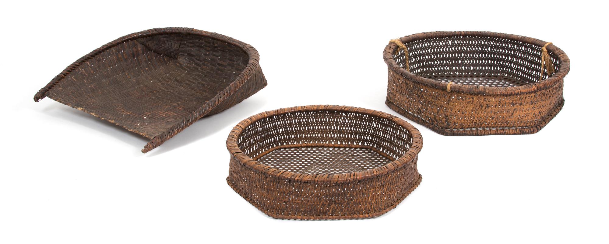 Three South-East Asian Woven Baskets Length of largest 25 1/2 inches. — 20TH CENTURY