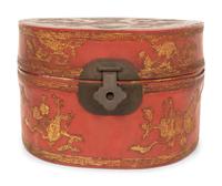 A Chinese Red and Gilt Lacquer Hat Box