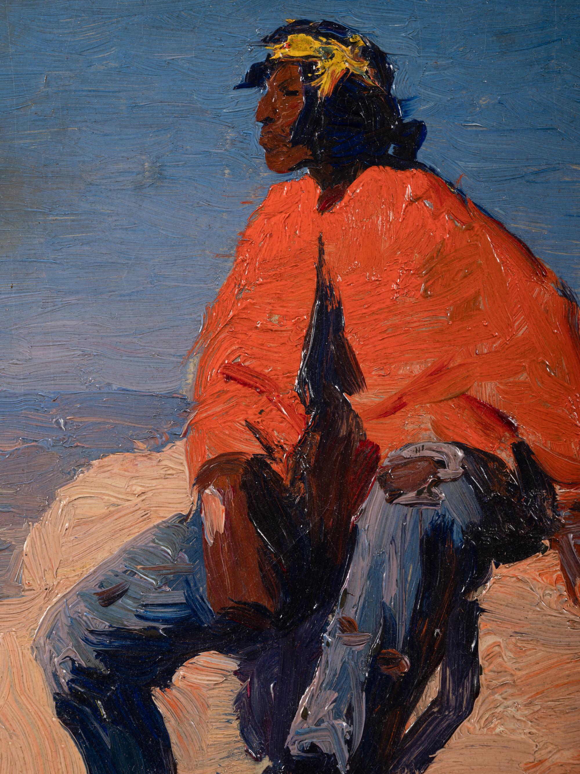 Indian Sitting on a Rock, No. 3