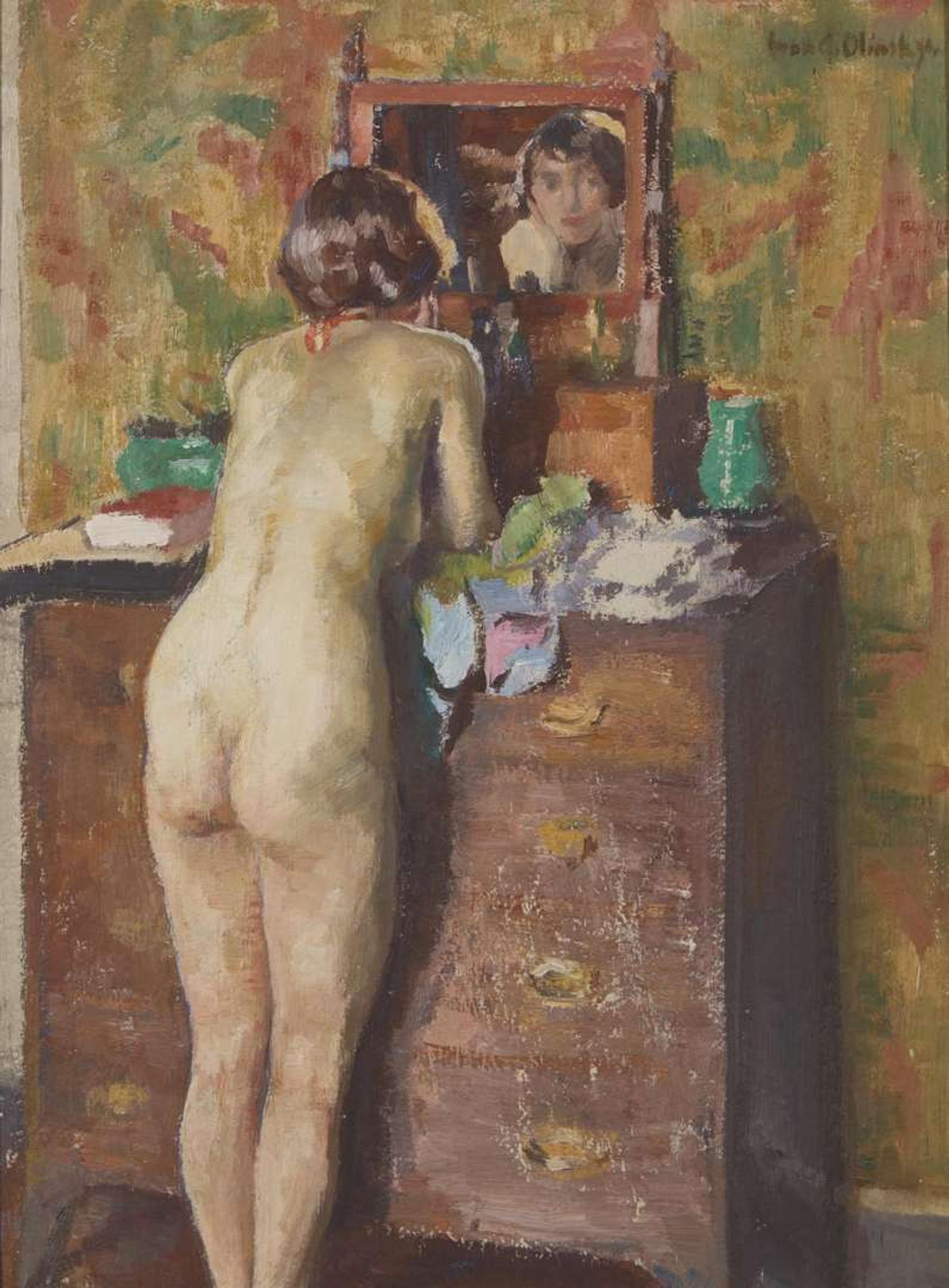 Ivan Gregorewitch Olinsky (American/Ukrainian, 1878-1962) - Nude (possibly Emma Fordyce MacRae); with Portrait of a Woman, Bust-Length (A Double-Sided Work)