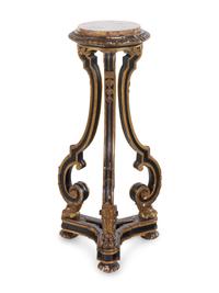 An Italian Painted and Parcel Gilt Marble-Top Pedestal