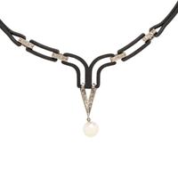 Marsh & Co, Blackened Steel, Cultured Pearl, and Diamond Necklace