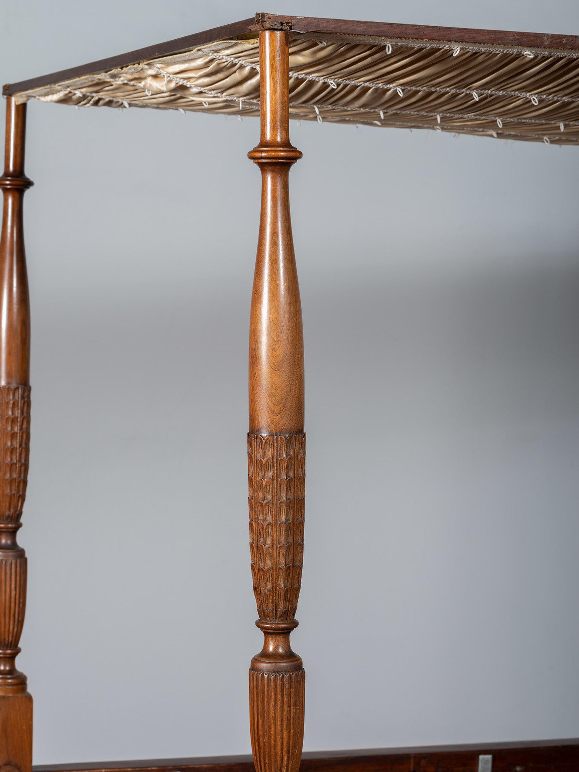 A Federal Carved Walnut Four-Post Tester Bed