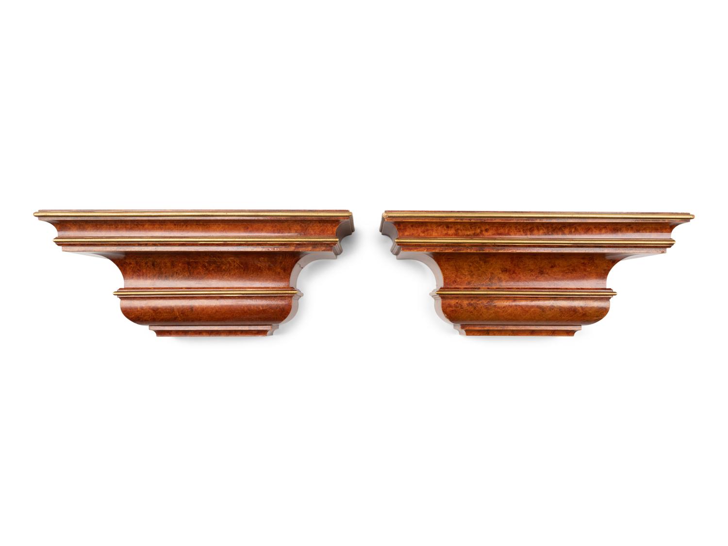 A Pair of Contemporary Gilt Painted Wall Brackets
