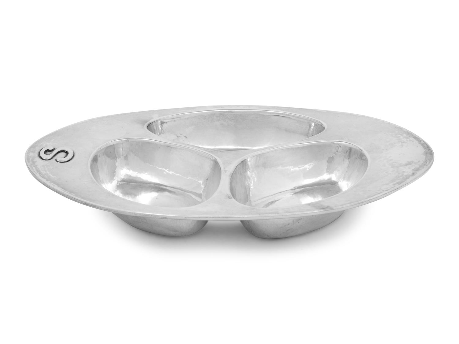 A Kalo Art & Crafts Silver Tripartite Dish