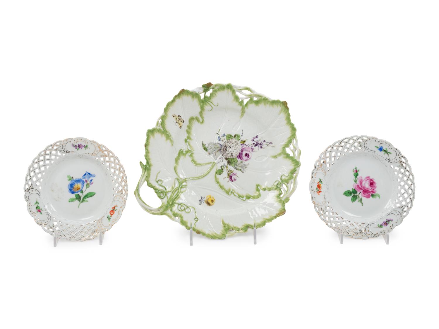 Three Meissen Porcelain Plates