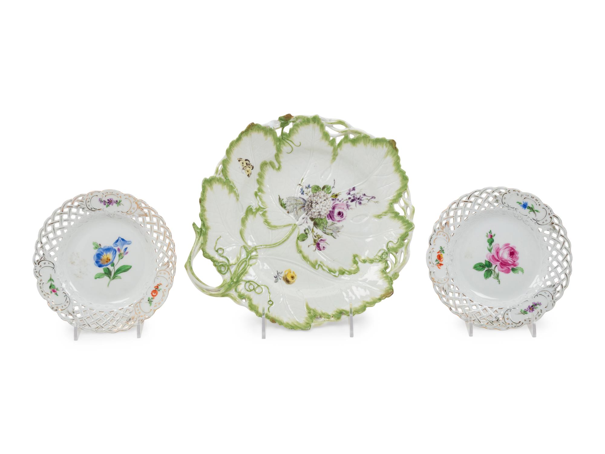 Three Meissen Porcelain Plates