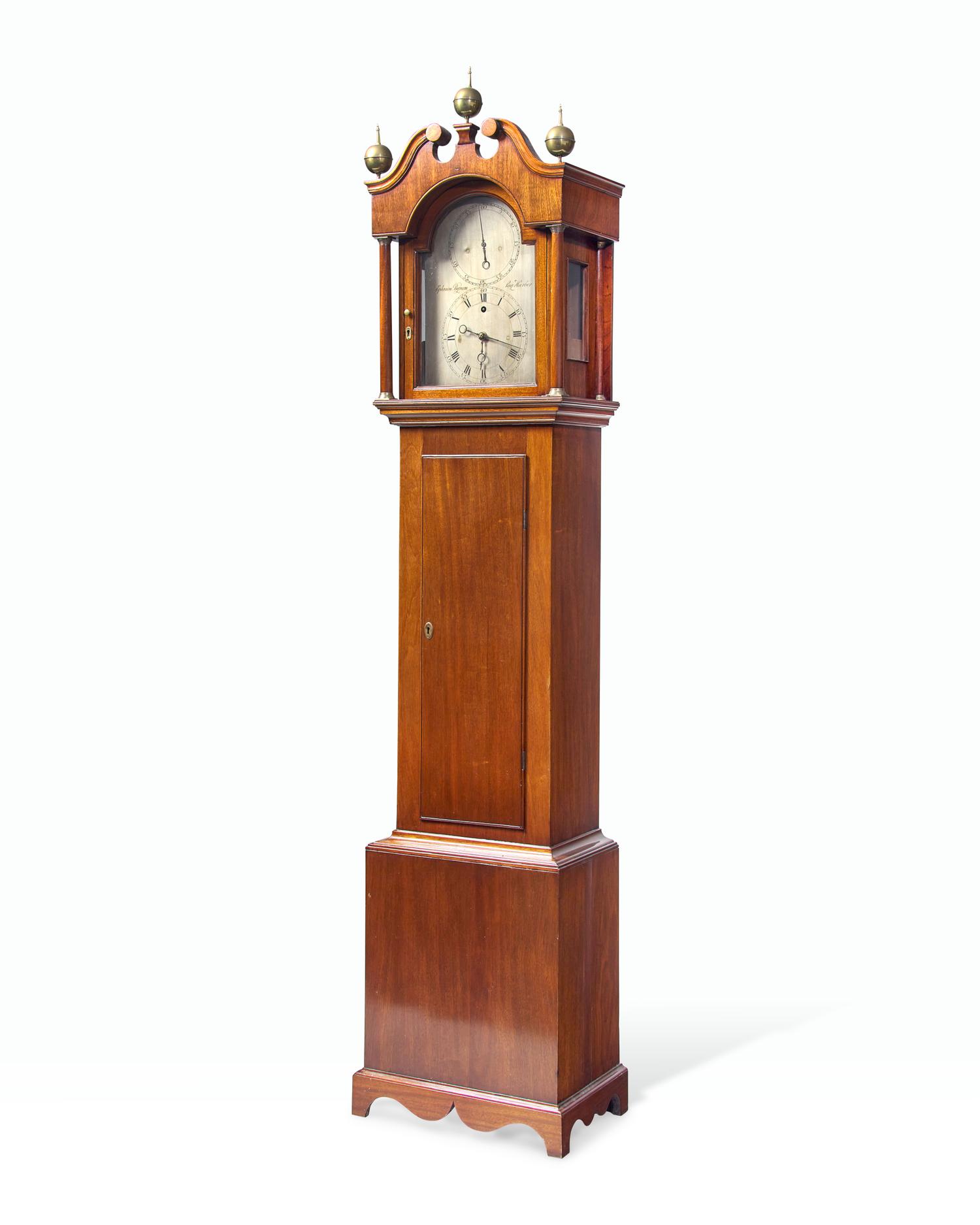 A Federal Mahogany Tall Case With Rare Astronomical Regulator Clock By Ephraim Niles Byram (1809-1881) Of Sag Harbor, New York