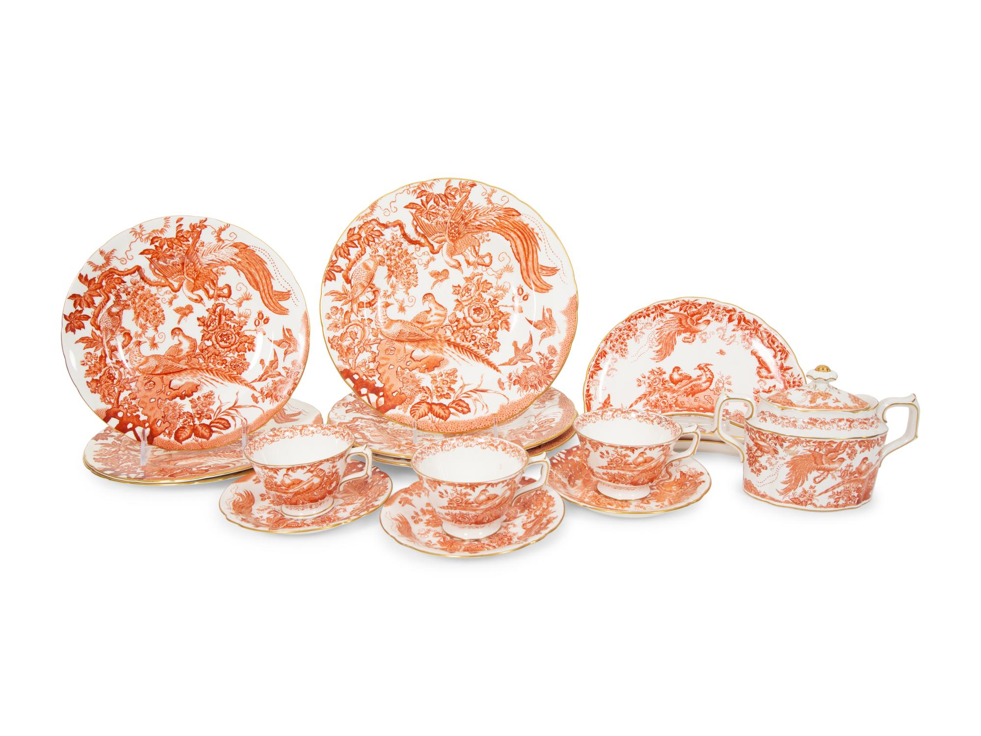 A Royal Crown Derby Red Aves Porcelain Dinner Service