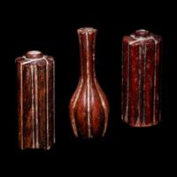 Three Chinese Zitan or Huanghuali Lobed Incense Tool Holders, 17th/18th Century 清早期 紫檀或黃花梨葵式香瓶三件