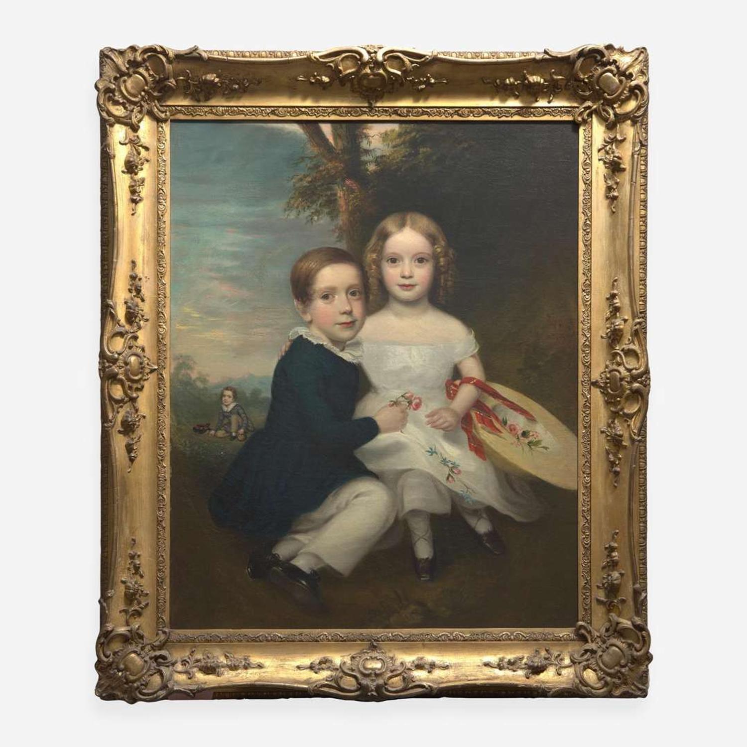 Anglo-American School 19th century Portrait of Three Children